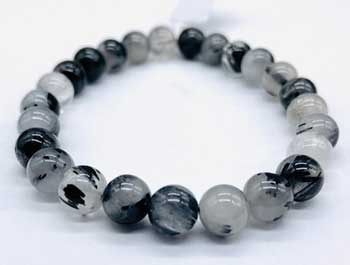 Quartz With Black Rutile Bracelet 5-7mm