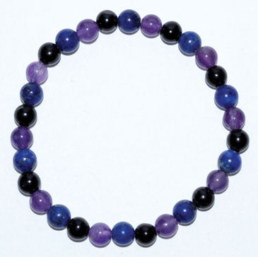 Amethyst, Lapis & Black Tourmaline Bracelet 6mm