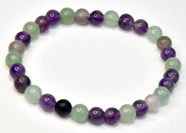 Fluorite, Amethyst & Green Aventurine Bracelet 6mm