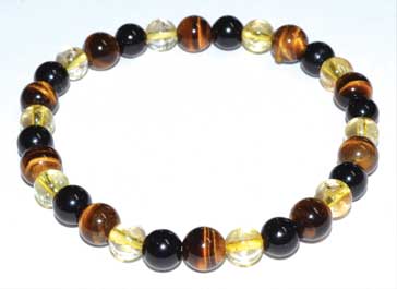 Tiger Eye, Citrine & Black Tourmaline Bracelet 6mm