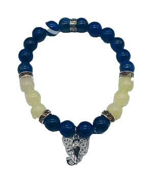 Lapis, Honey Jade, Ganesha Bracelet 8mm