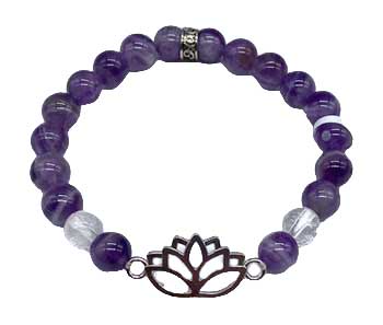 Chevron Amethyst, Quartz, Lotus Bracelet 8mm