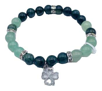 Kambaba Jasper, Green Aventurine, Clover Bracelet 8mm