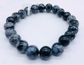 Obsidian, Snowflake Bracelet 8mm