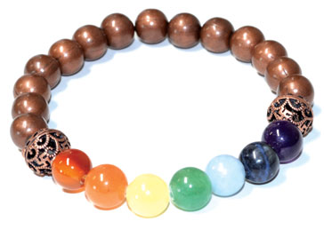 7 Chakra Copper Beads Bracelet 8mm