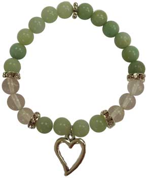 Amazonite & Quartz With Heart Bracelet 8mm