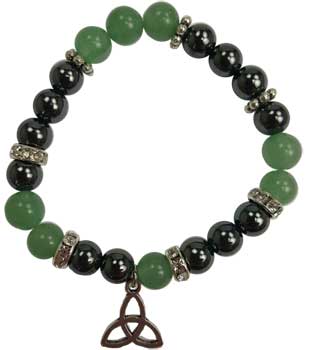 Green Aventurine & Hematite With Triquetra Bracelet 8mm