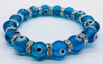 8mm Nazar Evil Eye In Aqua Bracelet