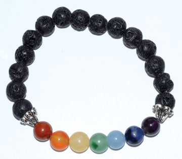 Lava Stones & Chakra Stones Bracelet 8mm