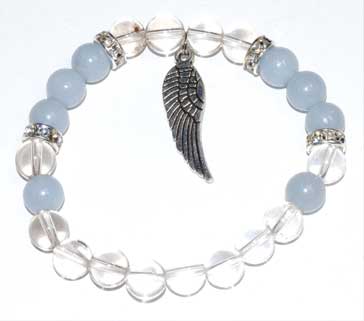 Quartz & Angelite With Angel Wing Bracelet 8mm