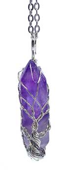 Amethyst Tree Of Life Double Terminated Crystal Pendant