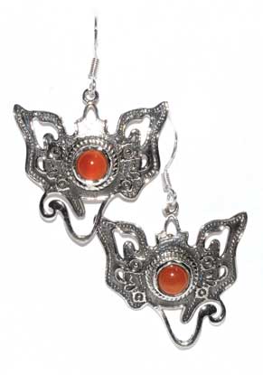 Ganesha Carnelian Sterling Silver Earrings