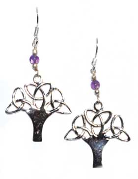 Tree Amethyst Sterling Silver Earrings 1.25”