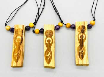 Amethyst & Palo Santo Goddess Pendants (Set of 3)