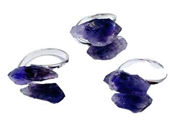 Adjustable Amethyst Rings (Set Of 3)