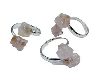 Adjustable Rose Quartz Rings (Set Of 3)