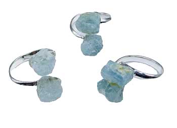 Adjustable Aquamarine Rings (Set Of 3)