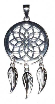 Dreamcatcher Sterling Silver Pendant 3/4"