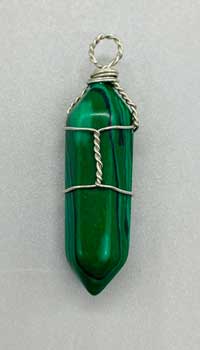 Wire Wrapped Malachite (Synthetic) Point Pendant (Set of 5)