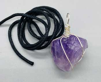 Amethyst Wire Wrapped Pendant Necklace