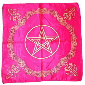 Pink Goddess Of Earth Pentagram Altar Cloth 21" X 21"