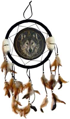 Wolf Dream Catcher 13"