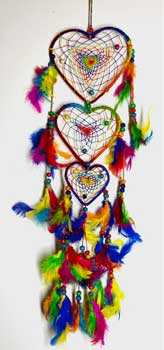 Rainbow Heart Dreamcatcher 12"