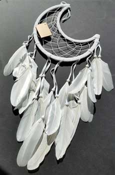 White Half Moon Dream Catcher 8 1/2"