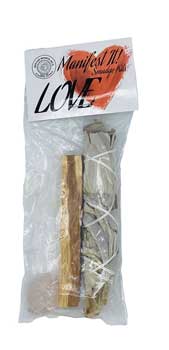 Love Manifest It Smudge Kit  (White Sage, Palo Santo, Rose Quartz)