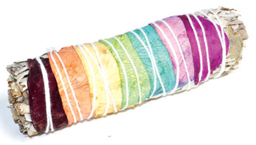 White Sage 7 Chakra Colors Stick 4"