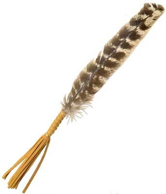 Leather Wrapped Smudging Feather 10" (Set Of 2)