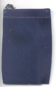 Blue Velveteen Bag 2" x 2 1/2"